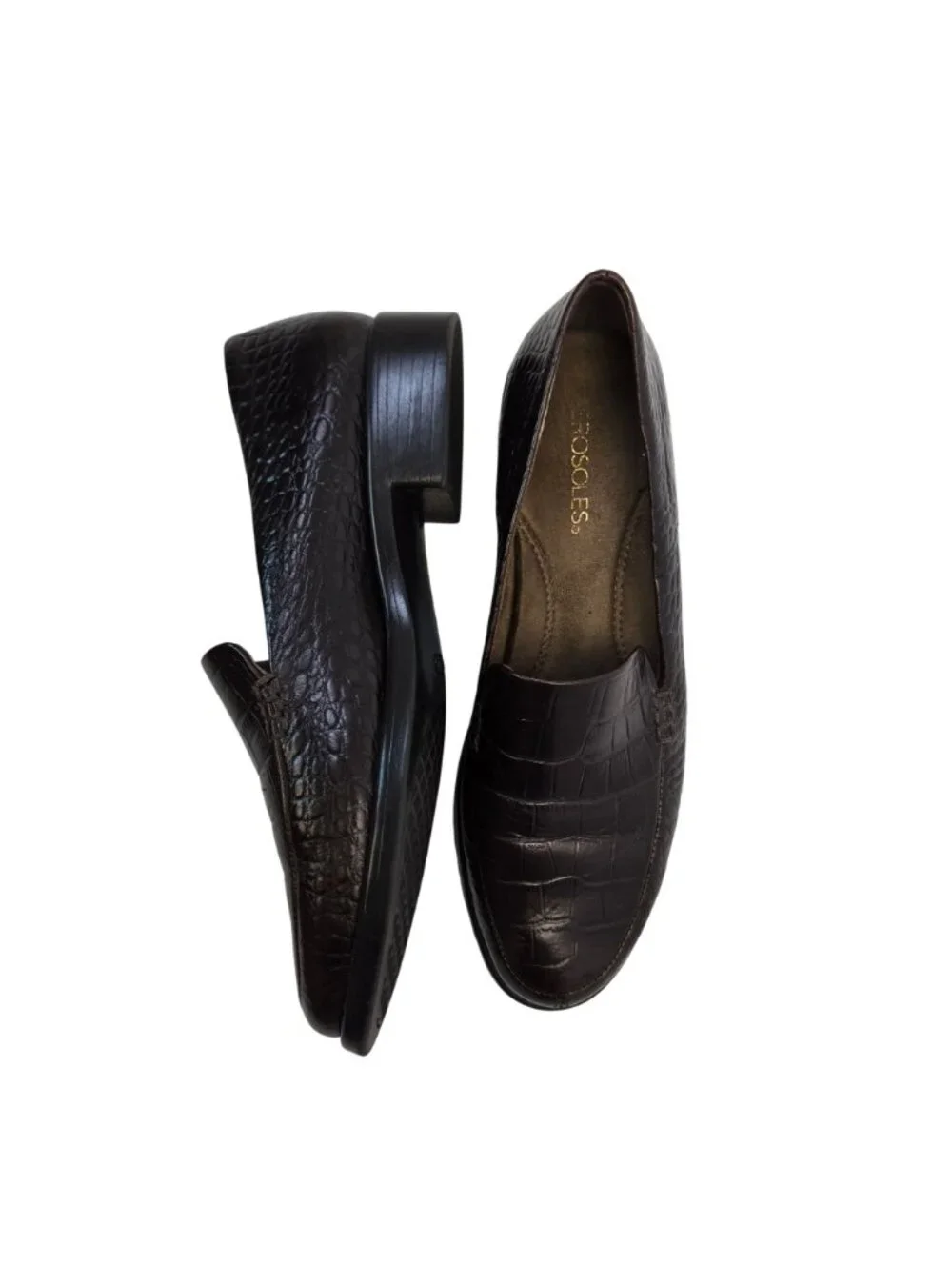 Aerosoles Wish List Leather Crocodile Embossed Loafer Shoes Size 9M